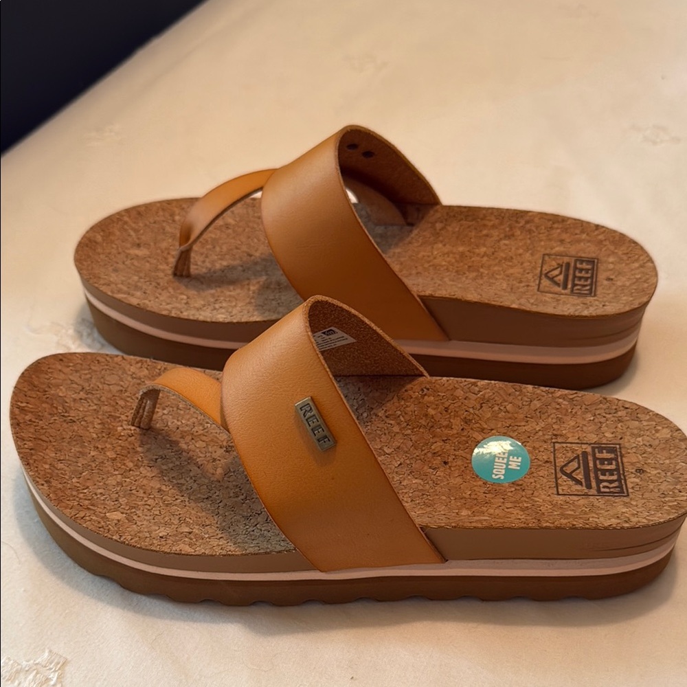 Reef cushion Sol Hi Cork Platform Sandals size 9 Brand New